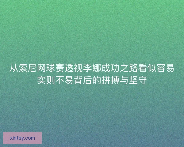 从索尼网球赛透视李娜成功之路看似容易实则不易背后的拼搏与坚守